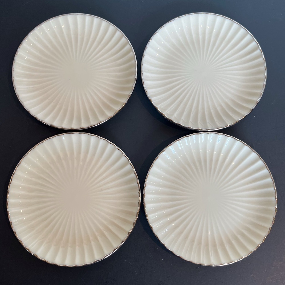 Lenox Bone China Appetizer/ Dessert Plates Trimmed in Silver Set of 4